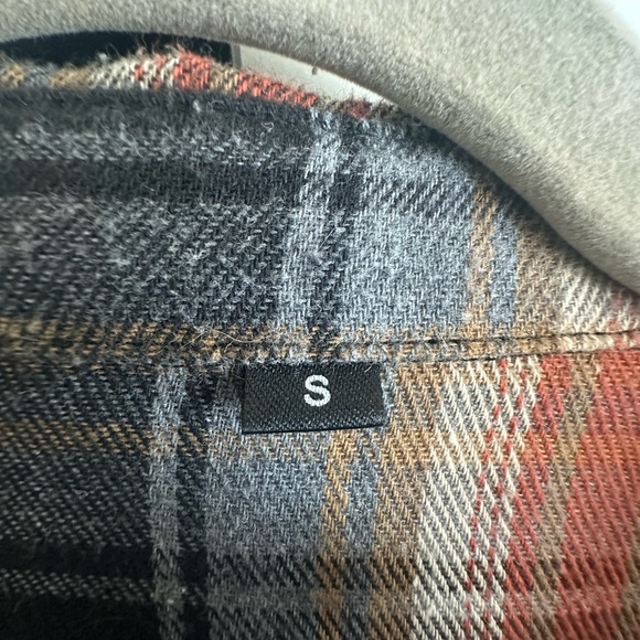 Plaid Button-Front Flannel Shirt - Black & Brown - Picture 3 of 3